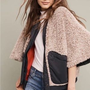 Anthropologie Hei Hei Faux Fur Lined Cape Poncho